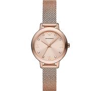 Emporio Armani Montre pour Femmes, Mouvement à Trois Aiguilles, Boîtier 32mm en Acier Inoxydable Recyclé or Rose (Au Moins 50%) avec Un Bracelet en Maille D'Acier Inoxydable, AR11512
