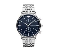 Emporio Armani Montre pour homme, mouvement à deux aiguilles, boîtier en acier inoxydable argenté de 43 mm avec bracelet en acier inoxydable, AR1648