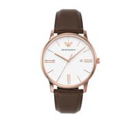 Emporio Armani Montre pour homme, mouvement à quartz/3 aiguilles, date, boîtier de 42 mm, bracelet en cuir pro-planet AR11572
