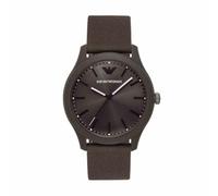 Emporio Armani Montre pour Homme, Mouvement à Quartz et boîtier de 42 mm avec Bracelet en Acier Inoxydable, Cuir ou Silicone, Marron foncé, 45MM, lanière