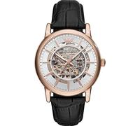 Emporio Armani Montre pour homme, mouvement automatique, boîtier en acier inoxydable or rose de 43 mm avec bracelet en cuir, AR60007
