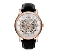 Emporio Armani Montre pour homme, mouvement automatique, boîtier en acier inoxydable or rose de 43 mm avec bracelet en cuir, AR60007