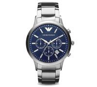 Emporio Armani Montre pour homme , mouvement chronographe, 43mm Argent / Acier Boîtier en acier inoxydable avec un bracelet en acier inoxydable, AR2448