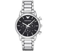 Emporio Armani Montre pour homme, mouvement chronographe à quartz, boîtier en acier inoxydable argenté de 41 mm avec bracelet en acier inoxydable, AR1853