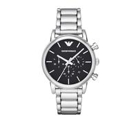 Emporio Armani Montre pour homme, mouvement chronographe à quartz, boîtier en acier inoxydable argenté de 41 mm avec bracelet en acier inoxydable, AR1853