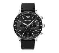 Emporio Armani Montre pour homme, mouvement chronographe à quartz, boîtier en acier inoxydable de 43 mm avec bracelet en cuir, AR11243