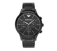 Emporio Armani Montre pour homme, mouvement chronographe à quartz, boîtier en acier inoxydable noir de 43 mm avec bracelet en acier inoxydable, AR2485
