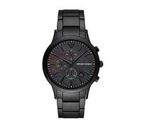 Emporio Armani Montre pour homme, mouvement chronographe à quartz, boîtier en acier inoxydable noir de 43 mm avec bracelet en acier inoxydable, AR11275