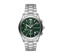 Emporio Armani Montre pour homme, mouvement chronographe, boîtier de 42 mm en acier inoxydable recyclé et bracelet en acier inoxydable recyclé , AR11529