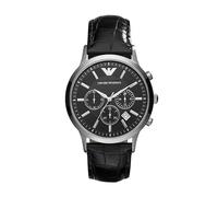 Emporio Armani Montre pour homme, mouvement chronographe, boîtier en acier inoxydable de 43 mm avec bracelet en cuir, AR2447
