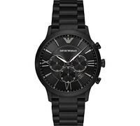 Emporio Armani Montre pour homme, mouvement chronographe, boîtier en acier inoxydable noir de 43 mm avec bracelet en acier inoxydable, AR11349