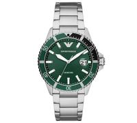 Emporio Armani Montre pour homme, mouvement date à trois aiguilles, boîtier en acier inoxydable de 42 mm avec bracelet en acier inoxydable, AR11338