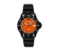 Emporio Armani Montre pour Hommes, Mouvement à Quartz avec Date à Trois Aiguilles et boîtier de 42 mm avec Bracelet en Silicone Noir et Orange 42 mm