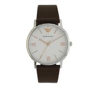 EMPORIO ARMANI Montre pour Hommes, Mouvement à Quartz Trois Aiguilles et boîtier de 41 mm avec Bracelet en Cuir