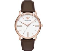 Emporio Armani Montre pour Hommes, Mouvement Quartz Trois Aiguilles Date et boîtier de 42mm avec Bracelet en Cuir