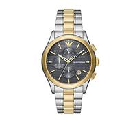 Emporio Armani Montre pour Hommes, Quartz 3 Cadrans Mouvement chronographe et boîtier 42mm avec Bracelet en Acier Inoxydable