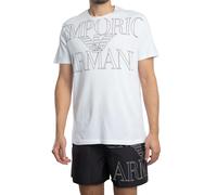 Emporio Armani Pour des hommes T-shirt graphique avec grand logo Lounge, blanc