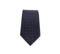 Emporio Armani - Pure Silk Eagle and Check Jacquard Tie - Homme - Accessoires - Bleu - Taille: ONE Size