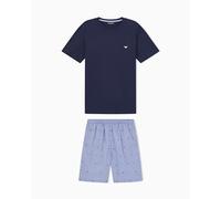 Emporio Armani Pyjama Court tissé avec Logo pour Homme Bleu S, Bleu, S