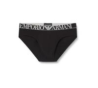 Emporio Armani Shiny Logoband 3-Pack Brief Slips, Nero/Nero/Nero, S pour des Hommes