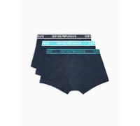 Emporio Armani Shiny Logoband Pack Lot de 3 Boxers pour Homme Bleu Taille M, Bleu, M
