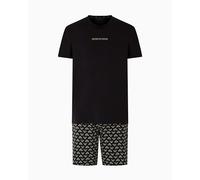 EMPORIO ARMANI Short Pajamas Ensemble de Pijama, Imprimé vétiver Noir, L Homme