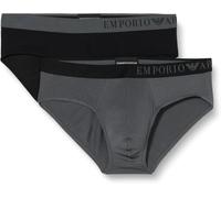 Emporio Armani Soft Touch Bamboo Viscose 2-Pack Brief Slips, Magnete/Nero, L pour des Hommes
