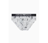 EMPORIO ARMANI Stretch Cotton All Over Bold Brief, Marine Logo Print/White, M Homme