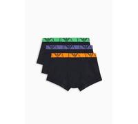 EMPORIO ARMANI Stretch Cotton Bold Monogram 3-Pack Trunk, Marine/Marine/Marine, XL (Lot de 3) Homme