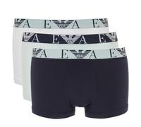 Emporio Armani Stretch Cotton Bold Monogram 3-Pack Trunk, White/Marine/Mint, S (Lot de 3) Homme