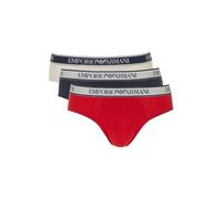 EMPORIO ARMANI Stretch Cotton Core Logoband 3-Pack Brief, Nude/Marine/Red, S (Lot de 3) Homme