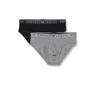 EMPORIO ARMANI Stretch Cotton Endurance 2pack Brief, Medium Melange Grey/Black, M (Lot de 2) Homme