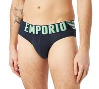 EMPORIO ARMANI Stretch Cotton Megalogo Brief, Marine, S Homme