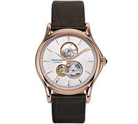 Emporio Armani Swiss Montre pour homme, mouvement automatique, boîtier en acier inoxydable or rose de 42 mm avec bracelet en alligator, ARS3401