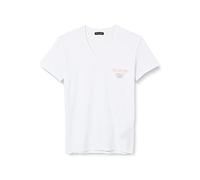Emporio Armani T- Shirt à col en V avec Logo Rainbow, Blanc, XL Homme