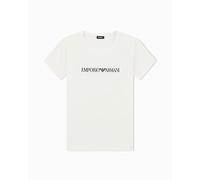 Emporio Armani T-Shirt à col Rond en Coton pour Femme, Blanc, Taille S, Coupe régulière, Blanc, S