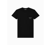 Emporio Armani T-Shirt à col Rond MEGALOGO pour Homme, Noir, Taille L, Coupe ajustée, Noir, L