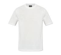 Emporio Armani - T-shirt en jersey avec logo intarsia assorti - Homme - Tops - Blanc - Taille: M