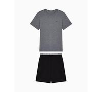 EMPORIO ARMANI T- Shirt+Shorts Pyjama Ensemble de Pijama, Gris mélangé/Noir, L Homme