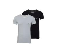 Emporio Armani Homme 2-pack V Neck T-shirt Essential Core Logoband T shirt, Multicolore (Nero/Grigio), S EU