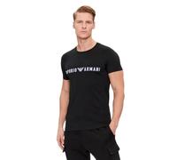Emporio Armani t-Shirt pour Homme, Manches mi-Longues, col Rond, Chemise en Coton Stretch avec Logo Article 111035 4R516, 00020 Nero - Black, L