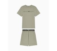 EMPORIO ARMANI T- Shirt+Shorts Pyjama Ensemble de Pijama, Sauge, L Homme