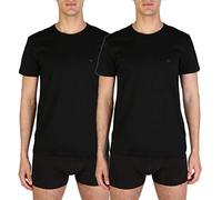 Emporio Armani Underwear 2-Pack T-Shirt Pure Cotton Haut de Pyjama, Noir (Black/Black), M (Lot de 2) Homme