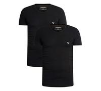Emporio Armani Underwear 2-Pack T-Shirt V Neck, Black/Black, M Hommes