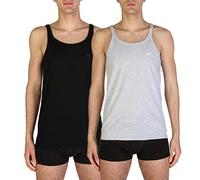 Emporio Armani Underwear 2-Pack Tank Pure Cotton Haut de Pyjama, Multicolore (mélange néro/Grigio 97120), S (Lot de 2) Homme