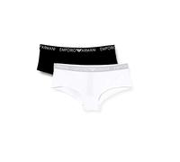 Emporio Armani Underwear Bi-Pack Cheeky Pants Iconic Cotton sous-vêtement, White/Black, L (Lot de 2) Femme
