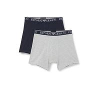 Emporio Armani Underwear Emporio Armani Men's 2-Pack Endurance Mid Waist Boxer Caleçon, Melange Grey/Marine, S (Lot de 2) pour des Hommes