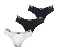 Emporio Armani Underwear Emporio Armani Men's Basic-Essential Monogram 3-Pack Brief Bikini, Multicolore (Bianco/Nero/Marine-White/Black/Marine 56110), XL (Lot de 3) Homme