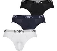 Emporio Armani Underwear Emporio Armani Men's Basic-Essential Monogram 3-Pack Brief Bikini, Multicolore (Bianco/Nero/Marine-White/Black/Marine 56110), XXL (Lot de 3) Homme