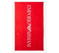 EMPORIO ARMANI Unisex Macro Logo Sponge Beach Towel, RED, One Size